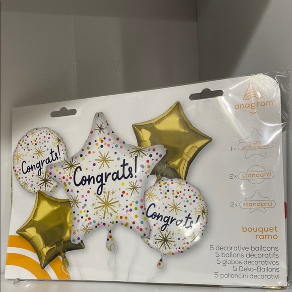 Gold and White Congrats Balloon Bouquet